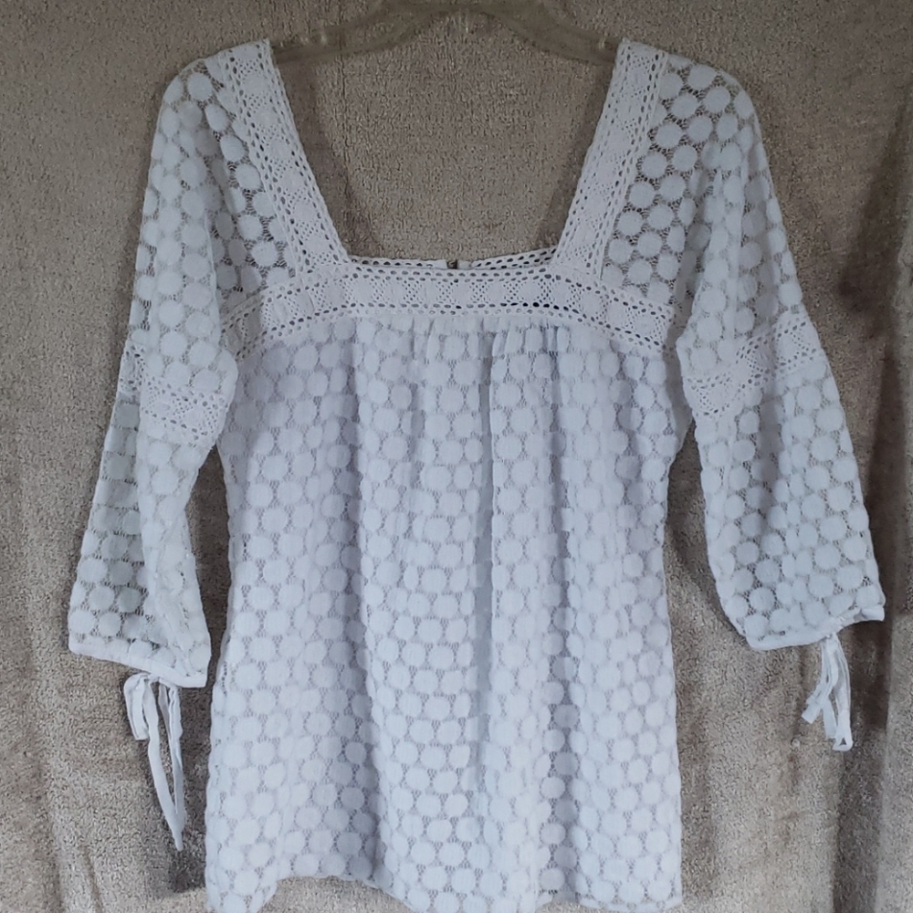Willi Smith Peasant Top Ladies White Med